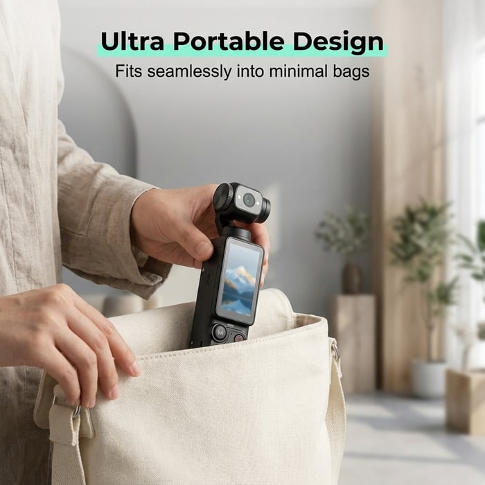 AI Pocket Camera with 180° Rotating Lens